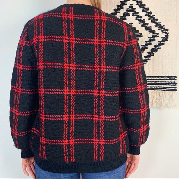 Vintage Pendleton Chunky 100% Wool Plaid Cardigan - Picture 4 of 4
